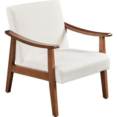 Yaheetech Poltrona Lounge in Ecopelle Imbottita con Schienale Braccioli Ergonomica da Salotto Chiaro Avorio