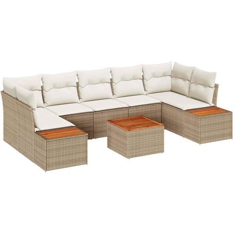 Maison Exclusive - Set Divano da Giardino con cuscino 8 pcs Beige Poly Rattan