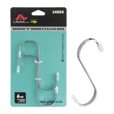 Lauxa Home Gancio cromato a S 9x3,5 cm Blister 2 unità (1/5)