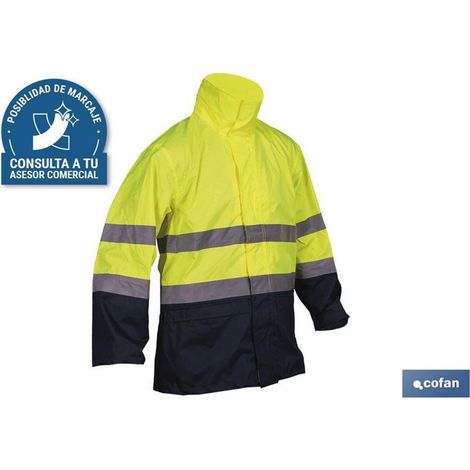 Giacca antipioggia alta visibilità "Sagittario" Taglia XL con chiusura con cerniera e due tasche 100% poliestere