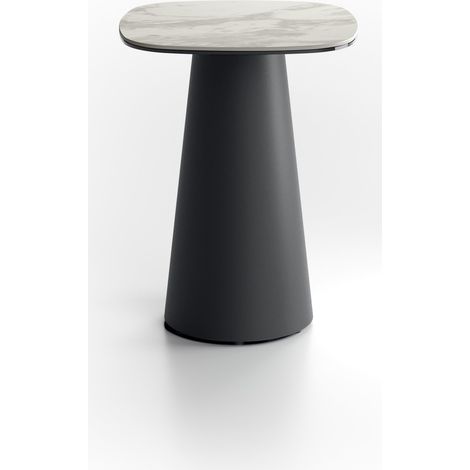 Tavolino da salotto Pillar Small - Design moderno con piano in marmo bianco e struttura in metallo verniciato antracite - 40x40cm (1/2)