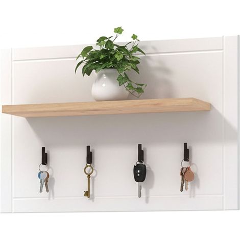 Appendiabiti Mediglia, set Fissaggio a Muro Incluso, 4 Ganci, Installazione a Muro, 57h cm Bianco