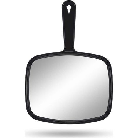 Miroir à main. 23 cm L x 31.5 cm l. miroir de salon de coiffure avec poignée. carré noir (1/4)