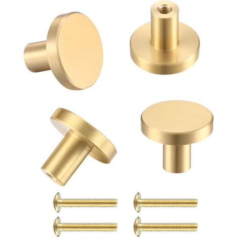 Lot de 4 boutons et poignées de porte, poignées de porte de placard à trou unique, petits boutons de porte à tirer avec vis pour tiroir, armoire, armoires, porte (1/5)