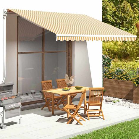 vidaXL Tessuto di Ricambio per Tenda da Sole Giallo e Bianco 400x350 cm Poliestere