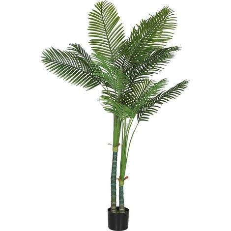 Plante artificielle intérieure 180 cm, palmier Areca arbre artificiel avec pot en plastique et flocage, vert