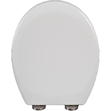 Soft-close O-shaped toilet seat with lid, thick PP, quick removal, adjustable hinge - White (1/4)