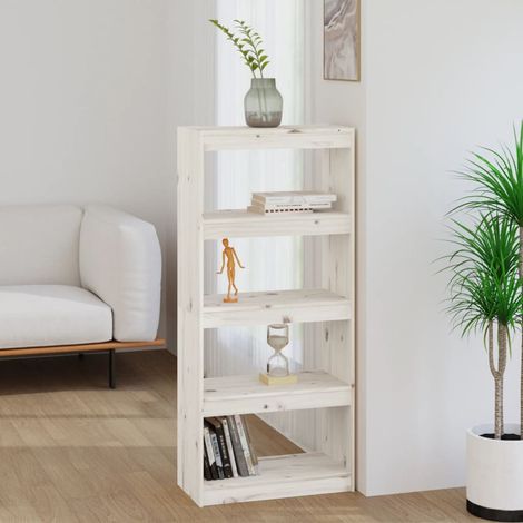 Bibliothèque, Étagère de Rangement, Séparateur de pièce, Meuble pour Dossier Blanc 60x30x135,5cm Pin solide AXZ28887 (1/5)