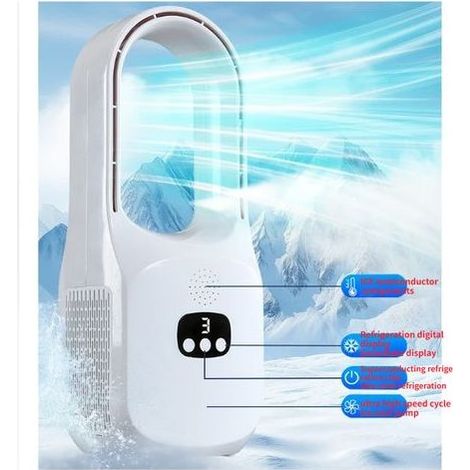 Ventilatore da tavolo senza pale, nebulizzatore rinfrescante, 3 velocità, oscillazione a 120°, ricarica USB-C (1/4)