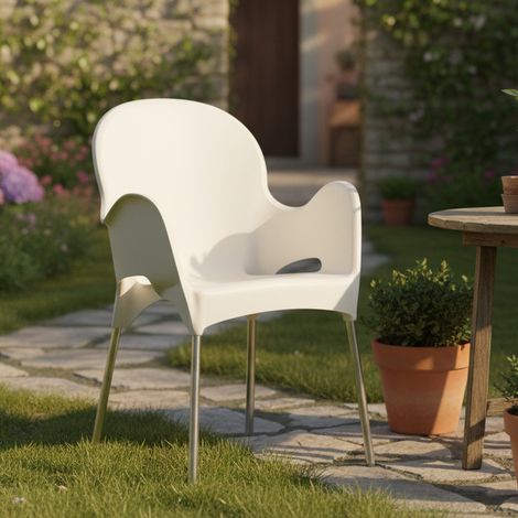 Gartenstuhl Vashti, stapelbar, Made in Italy, mit Armlehnen, beige (1/3)