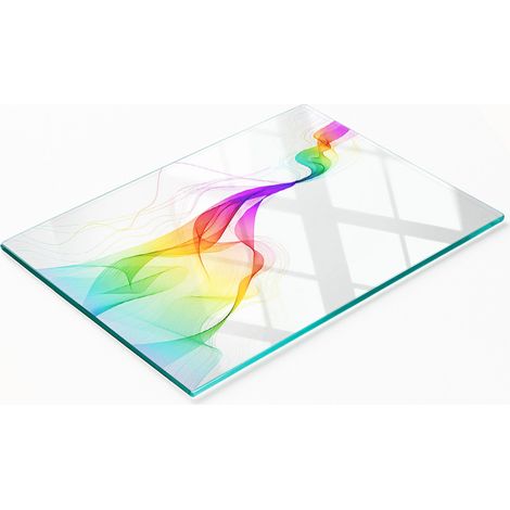 Tabla de cortar decorativa de vidrio templado con diseño abstracto colorido, 80x52 cm. (1/5)