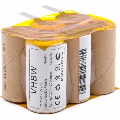 vhbw Akku kompatibel mit Black & Decker DV7205N, DV7205 Staubsauger (2000 mAh, 7,2 V, NiMH)