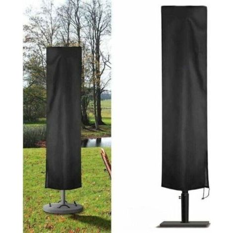 Housse Parasol Déporté Jardin en 210D Oxford Imperméable, Couverture pour Parasol Jardin, Housse de Protection Parasol Déporté Anti-UV/Poussière/Pluie/Vent (240x57x57cm, Noir)-,de (1/4)