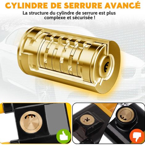 Dispositivo antifurto per auto, asta antifurto per auto, bloccasterzo per auto, barra di sicurezza per veicoli, alta visibilità, robusto, universale, 2 chiavi (giallo) (1/4)