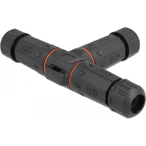 DELOCK CONNECTEUR DE CÂBLE EN FORME DE T POUR EXTÉRIEUR 2 BROCHES IP68 À VISSER 86916