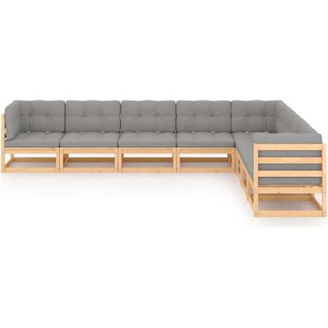 Maison Exclusive - Set Salotto Giardino 8 pz Cuscini Antracite Legno Massello Pino (1/5)