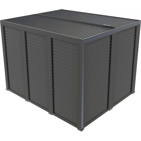 Pérgola bioclimática de aluminio antracita 360x300 cm – Lamas orientables 90° – Con hojas orientables de 3 m y 3,60 m – 10,80 m² – PER36V30VBI Foresta (1/5)