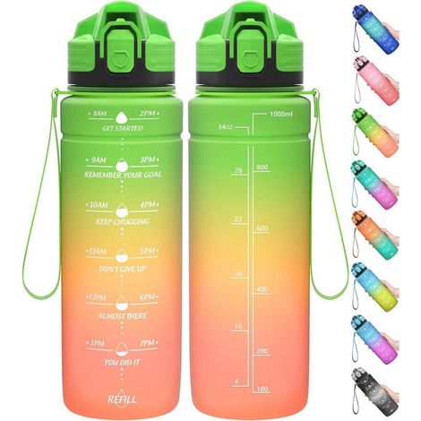 Trinkflasche Auslaufsicher Tritan BPAfrei 1000 ml Grün orange rosa (1/5)