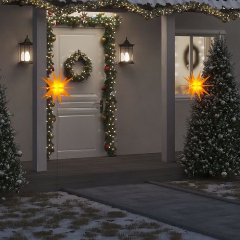Lumières de Noël avec piquets 3 pcs LED pliable-Décoration de Fête pour Noël jaune 57 cm 701854 (1/5)
