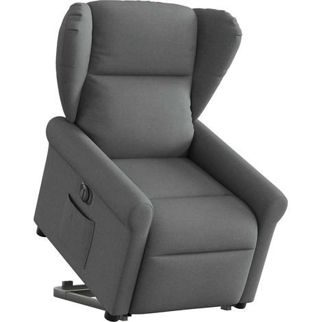 Sillón eléctrico reclinable elevable de tela gris oscuro