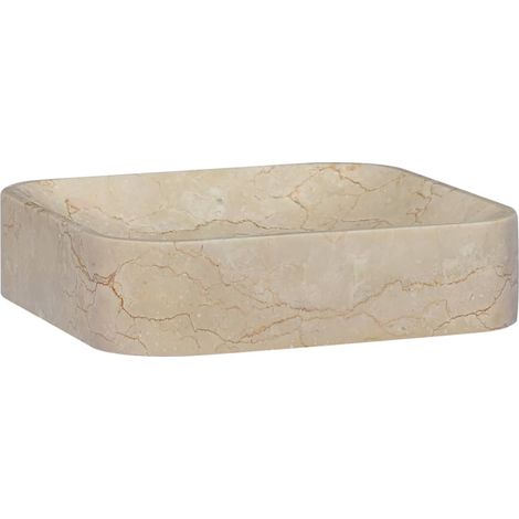 Lavabo Lave-Mains Évier Lavabo Vasque salle de bain Crème 40x40x10 cm Marbre (1/5)