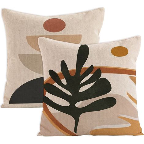Housses de coussin bohèmes 45x45 cm (lot de 2), motif soleil géométrique, housses de coussin décoratives bohèmes (1/5)