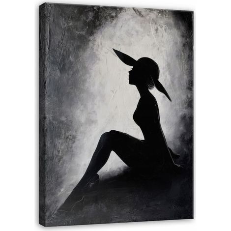 tableau femme au chapeau abstrait pour chambre salon sur toile 60x40 cm (1/3)