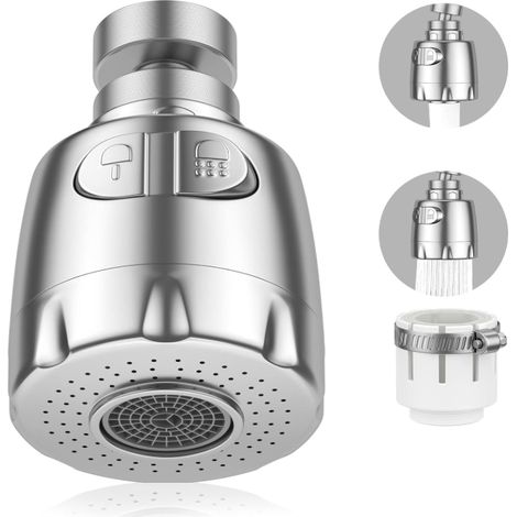 Aérateur de robinet, Aérateur de robinet rotatif à 360°, Aérateur de robinet, Filtre régulateur d'économie d'eau pour robinet, buse de pulvérisation pour cuisine et salle de bain (1/5)