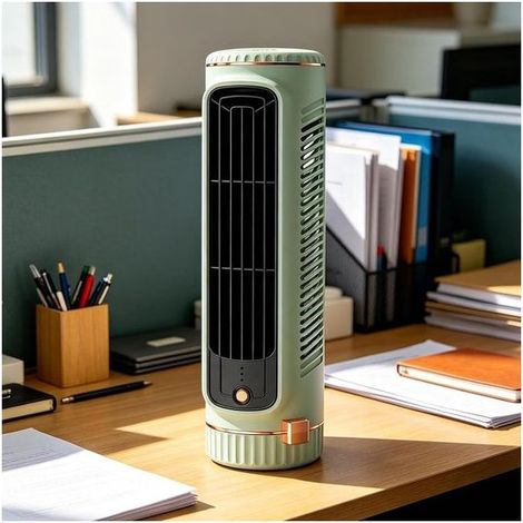 Mini ventilatore, Ventilatore a colonna, tabella 3 – Ventilatore a velocità di flusso d'aria silenzioso e compatto camera, cucina e bagno – Bianco (1/5)