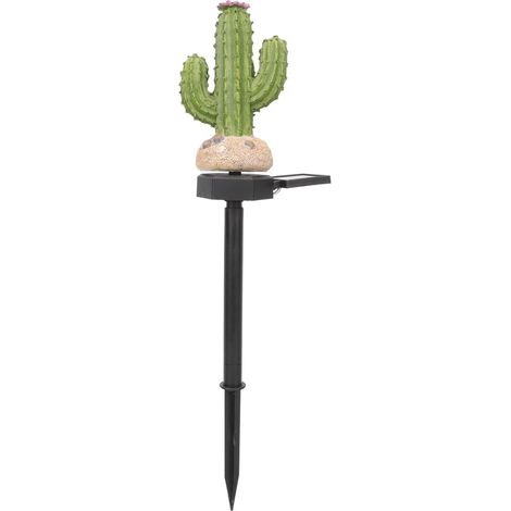 Lampe solaire cactus en résine à piquet panneau ajustable étanche, éclairage paysager pour allée pelouse terrasse et jardin (1/5)