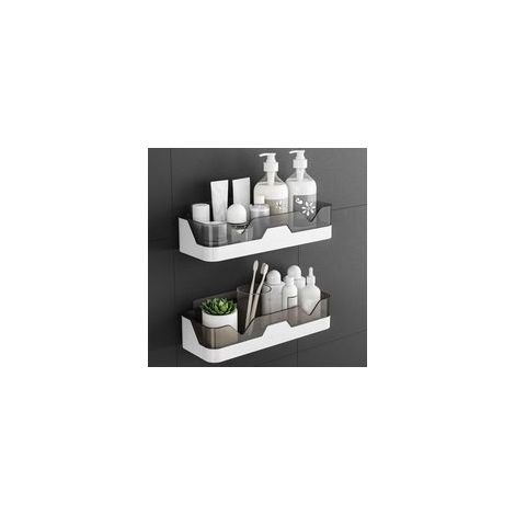 Lot de 2 étagères de douche sans perçage – Adhésif auto-adhésif – Plastique PP antirouille – Capacité 7 kg – Conception double couche (1/5)