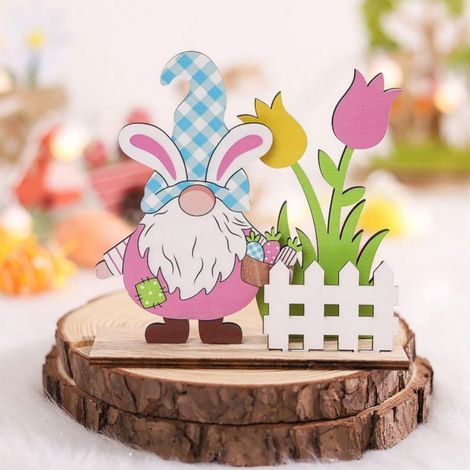 Gnome - Lapin De Pâques - Œuf De Pâques - Décoration En Bois Pour Table Et Intérieur - 1 Pièce (1/5)
