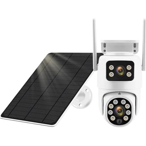Caméra Solaire 4G Sim extérieure 2 lentilles 2 écran PIR caméras de détection Humaine étanche Vision Nocturne CCTV caméra de Protection de sécurité(2MP 5X Camera) (1/5)