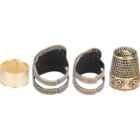 4pcs Sewing Thimble Set Brass Fingertip Protector Handworking Needle Adjustable Tool (1/5)