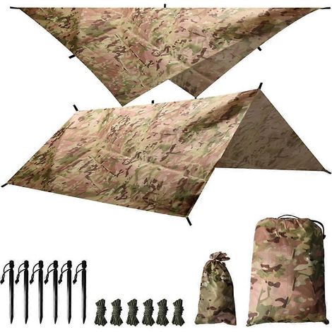 Auvent de tente extérieur CP camouflage léger, pare-soleil, bâche de camping coupe-vent et imperméable, tapis de sol, accessoires (1/5)