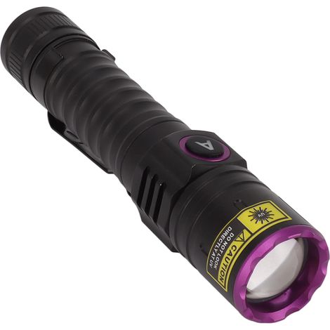Lampe torche UV 365nm portable à LED lumière noire pour taches urine animaux roches billets durcissement résine (1/5)