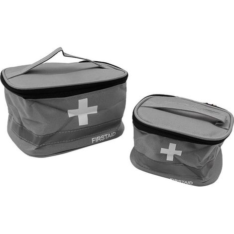 2-teilige Erste-Hilfe-Taschen, Grau, Tragbar & Organisiert