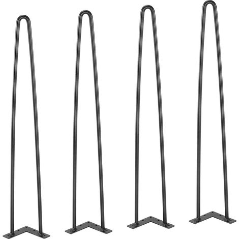 Pieds de table en métal 71,1 cm, style épingle à cheveux, 4 pièces, charge max 226,8 kg, avec embouts caoutchouc, pour meubles DIY robustes et modernes. (1/5)