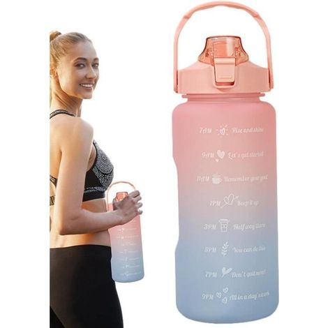 Bouteille d'eau de grande capacité-Gourde Fitness 2L-Accessoires de stockage de fournitures d'eau portables pour camping,randonnée (1/4)