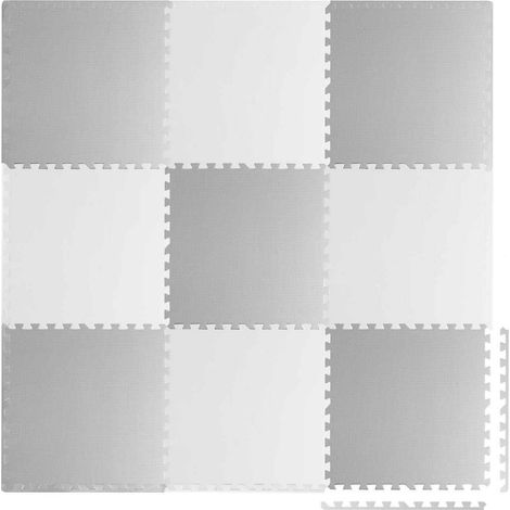 Grande tappeto puzzle in schiuma bianco-grigio Ricokids 180x180cm 9 pezzi