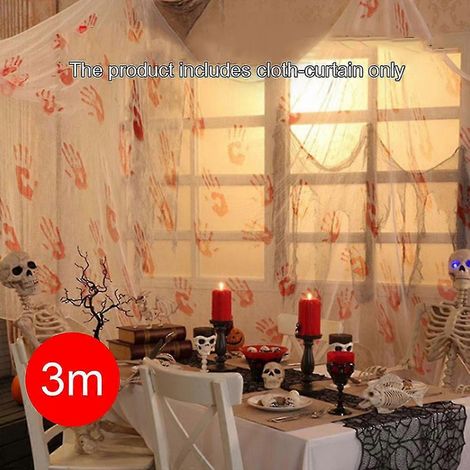 Gruselige Halloween-Tuch-Bar-Tanzparty-KTV-Haus-Esszimmer-Türdekoration mit blutigen Handabdrücken (1/5)