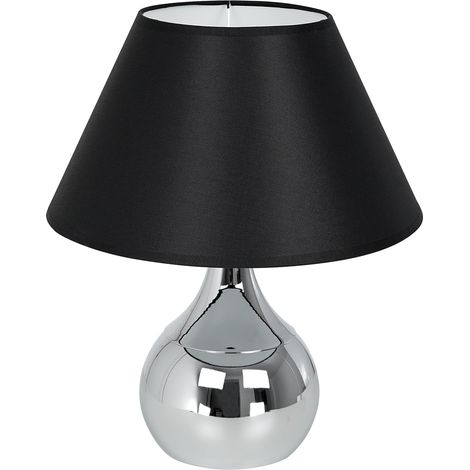 Lampe de table Luminex chrome, abat-jour noir, E27