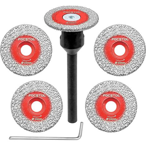 Mini Diamond Tile Disc – 5 Pieces 30 mm Cutting Disc and 1 Piece 6 mm Round Shank for Marble Granite Artificial Stone Porcelain Ceramic (1/5)