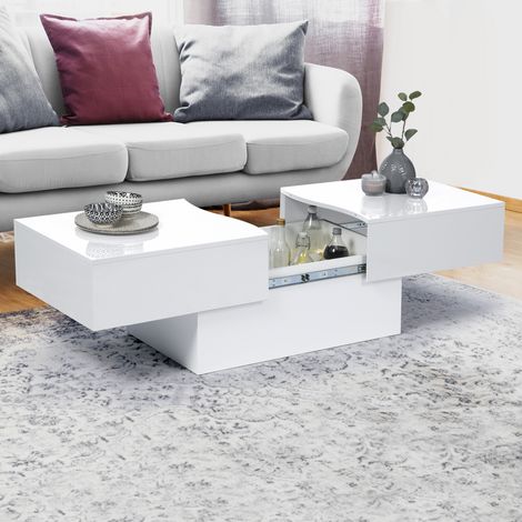 Mesa de centro corredera MARTA, madera blanca
