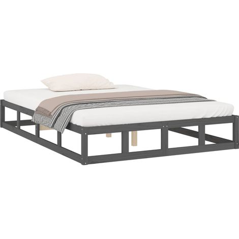 vidaXL Cadre de lit sans matelas gris 150x200 cm bois massif (1/5)