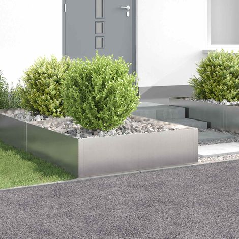 vidaXL Borde de Césped 4 uds. 100 x 100 x 35 cm Acero Plateado (1/5)