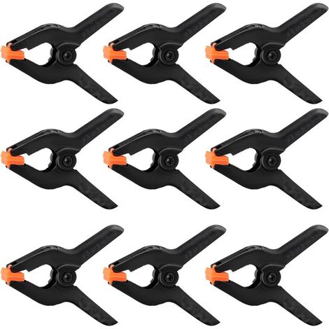 9 Stück 7cm Federklemmen, Schwarze Nylon-Federklemmen aus Kunststoff, für DIY-Projekte, Fotostudios