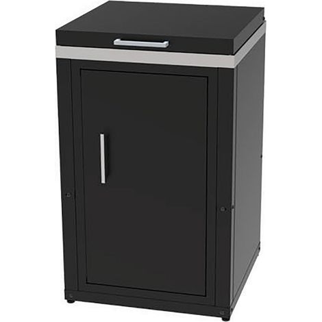 Mobile Cucina 3 Fuochi a Gas 60,7x60,7x100 cm con Armadietto Sotto e Coperchio in Acciaio e Vetro Nero (1/3)