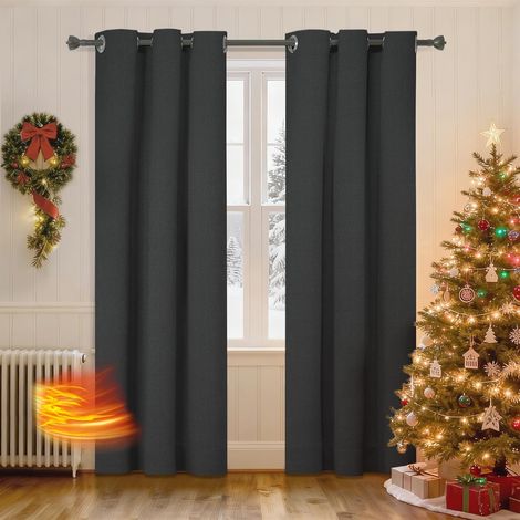 2 Pièces Rideau Occultant, 140x240 Cm Effet Lin, Isolation Thermique, Oeillets Métal, Chambre Salon (1/5)