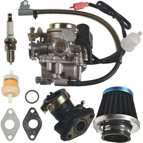 Carburatore GY6 50cc 4 tempi ad alte prestazioni 139QMB per scooter 49cc e 50cc, ciclomotori, motori PD18J, carburatore 50cc + collettore di aspirazione (1/3)